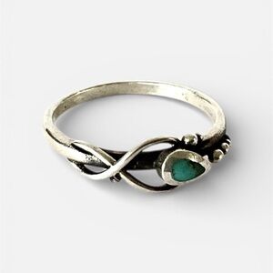 925 Sterling Silver Infinity Blue Opal Ring